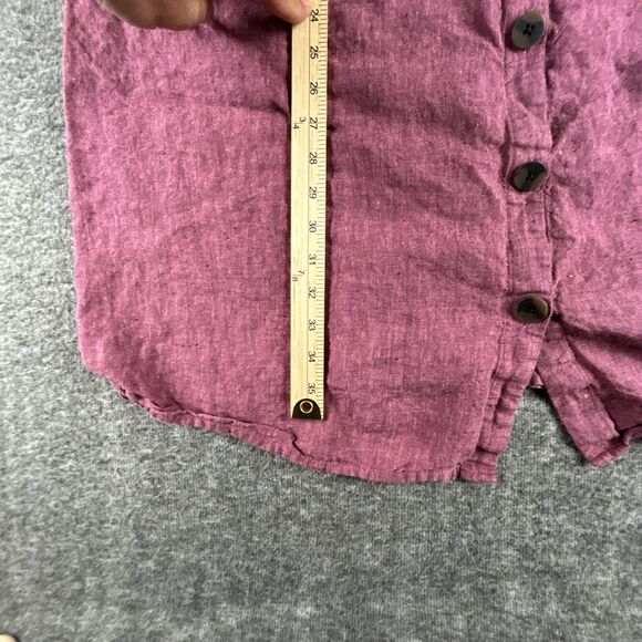 J. Jill 100% Love Linen Cap Sleeve Dress Size XL Maroon Pin-tucked Shirtdress - Picture 8 of 9